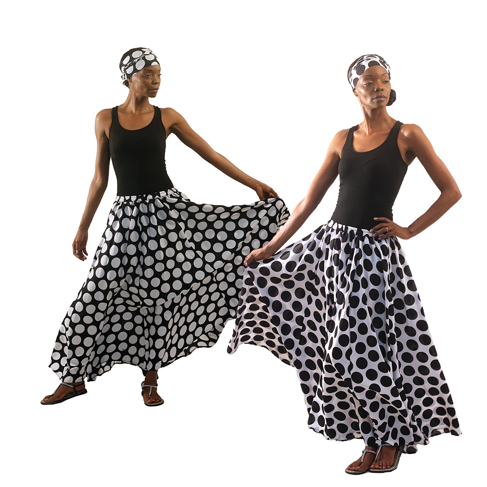 Polka Dot Maxi Skirt with Matching Headwrap - Image 8