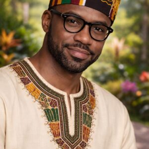 Unisex Kente type4 Print Embroidered Hat | African Kufi Cap