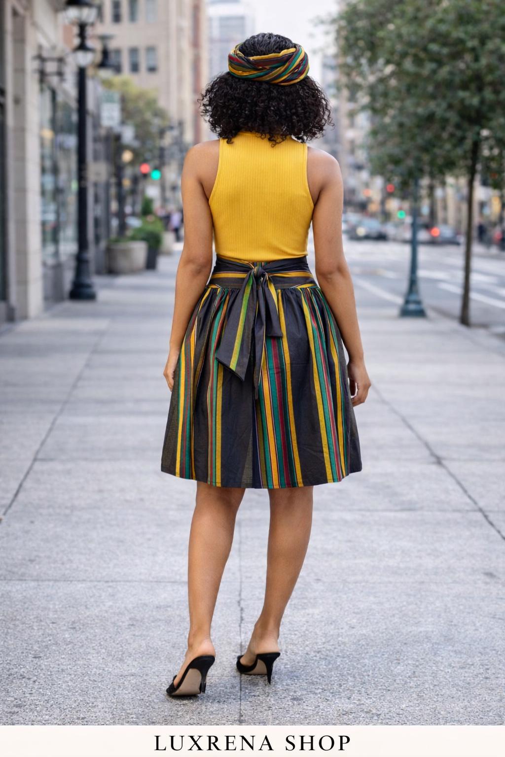 Kente Type 4 Print Mini Skirt – 100% Cotton | One Size Fits Most - Image 2