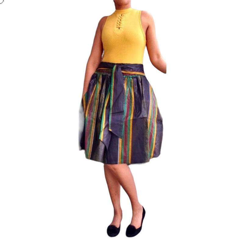 Kente Type 4 Print Mini Skirt – 100% Cotton | One Size Fits Most - Image 6