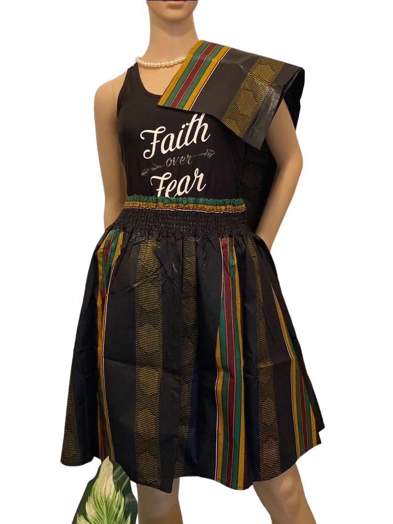 Kente Type 4 Print Mini Skirt – 100% Cotton | One Size Fits Most - Image 5
