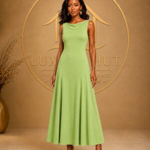 Sage Green Sleeveless Drape Maxi Dress