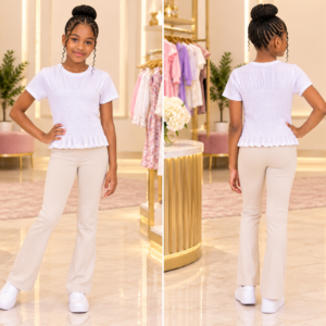 Girls' Smocked Peplum Short-Sleeve Top