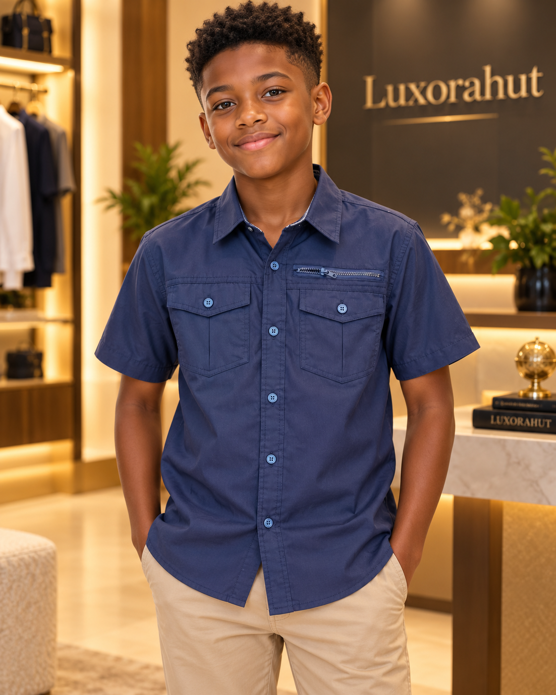 Boys' Utility Short-Sleeve Button-Down Shirt
