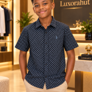 Boys' Geometric Printed Short-Sleeve Button-Down Shirt