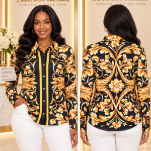 Women's Baroque Filigree Long-Sleeve Button-Down Shirt