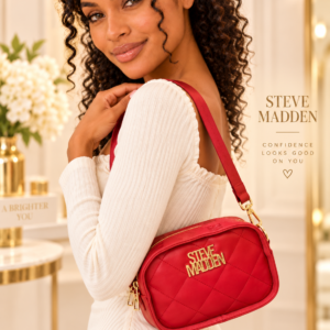Steve Madden Crimson Quilted Logo Crossbody Purse