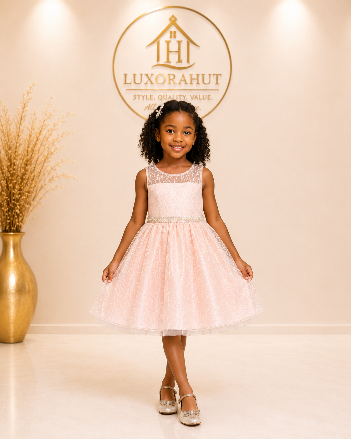 Sparkling Blush Pink Tulle Party Dress