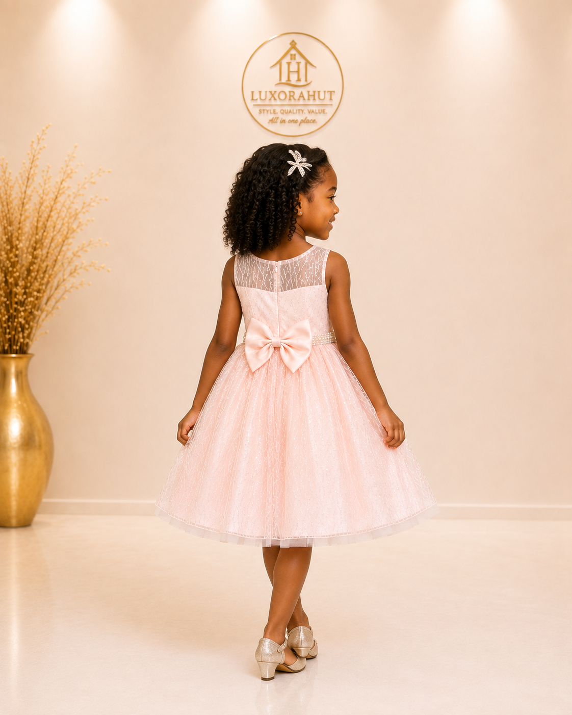 Sparkling Blush Pink Tulle Party Dress - Image 2