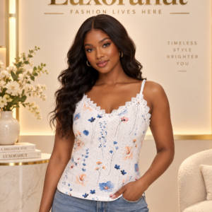 Floral Eyelet Lace-Trim Cami Top