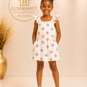Cherry Print Flutter-Sleeve Sundress