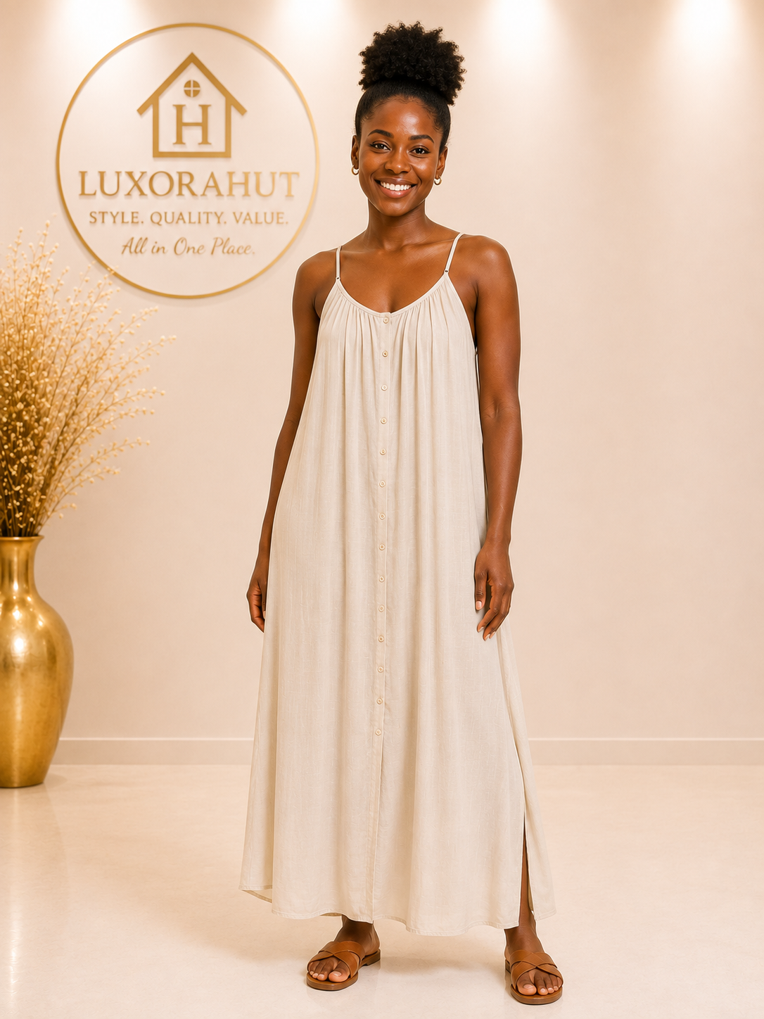 Button-Front Cami Maxi pants